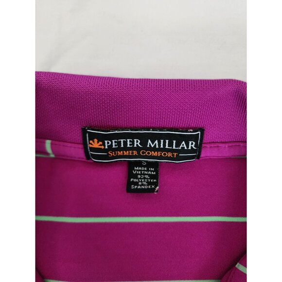 Peter Millar Men's Summer Comfort Stripe Stretch Polo Shirt Magenta Size Small - Picture 4 of 8